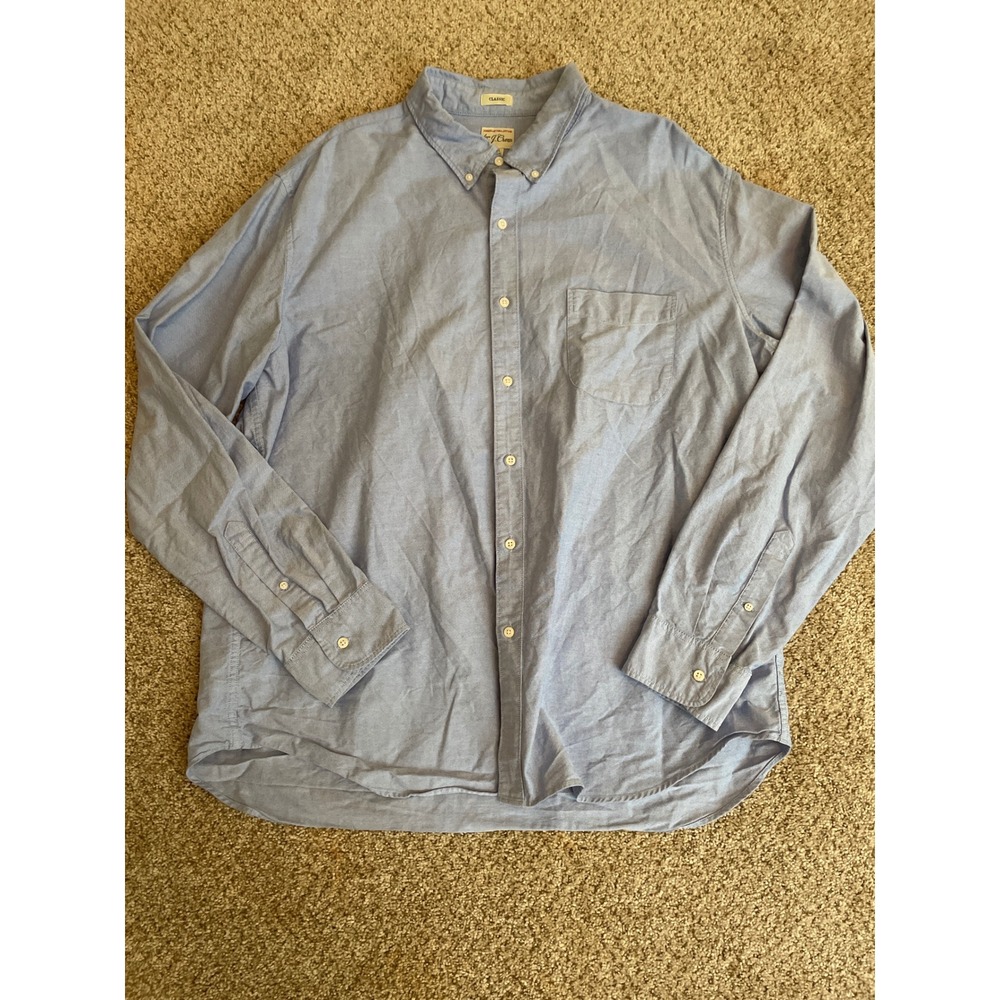 J. Crew Men's Button Down Shirt XXL Blue American Pima Cotton Classic Fit - Picture 2 of 6